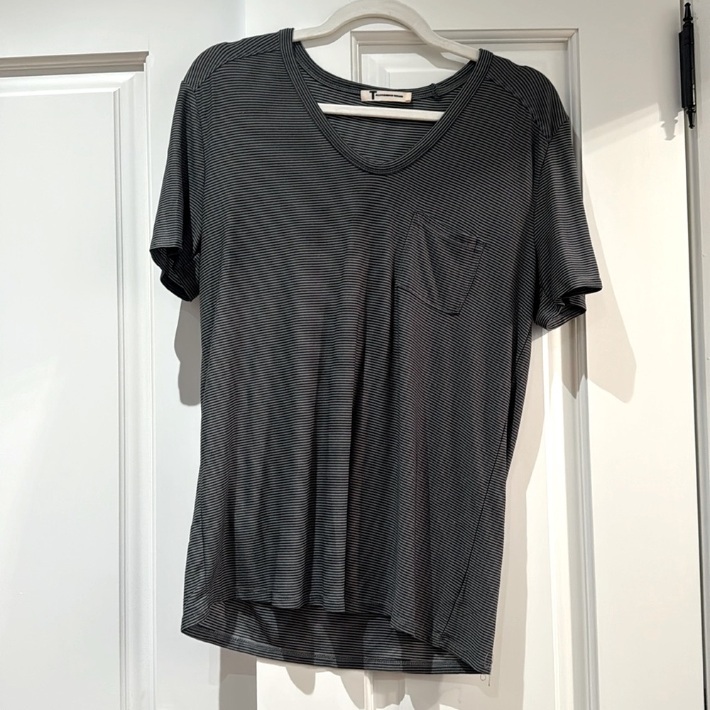 T by Alexander Wang Black Stripe Pocket Tee - Small